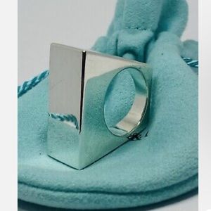 Tiffany & Co Out of Retirement Rectangle Block Silver Ring